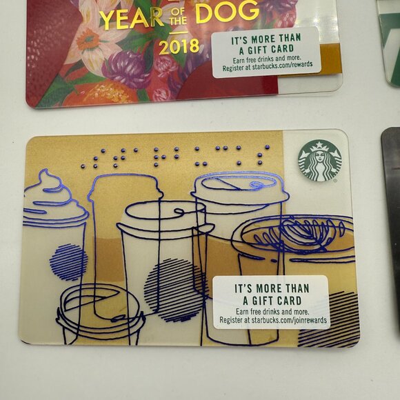Lot of 24 Starbucks Cards 2015 to 2019 Year of The Monkey & Dog Braille– NICE! - Picture 2 of 12